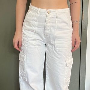 Wide Leg White Cargo